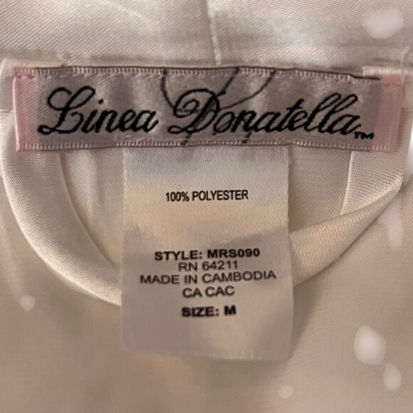 Linea Donatella Ivory 2 Pc Short Chemise & Embroidered Mrs. Robe Set Medium NWT - Picture 11 of 13